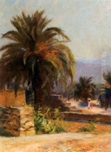 Personnages Dans La Palmeraie by Francois Richard De Montholon