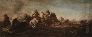 Battaglia Di Cavalieri (pair) by Francesco Monti