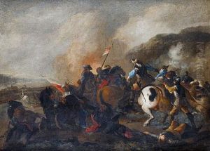 A Battle Scene With An Infantryman Lying On The Battlefield (+ A Cavalry Skirmish With A Dismounted Officer; Pair) A Battle Scene With An Infantryman Lying On The Battlefield (+ A Cavalry Skirmish With A Dismounted Officer; Pair)