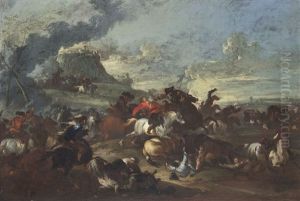 Scena Di Battaglia Con Scontro Di Cavalieri by Francesco Monti