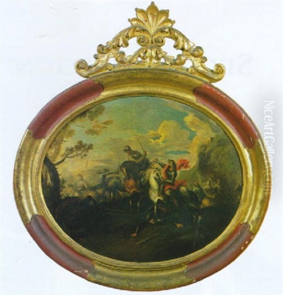 Sosta Di Cavalieri Turchi, Con Un Accampamento Militare In Lontananza - view 1