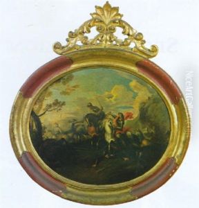 Sosta Di Cavalieri Turchi, Con Un Accampamento Militare In Lontananza Sosta Di Cavalieri Turchi, Con Un Accampamento Militare In Lontananza