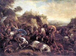 A Cavalry Engagement Beneath A Citadel by Francesco Monti