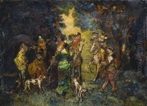 The Hunting Meeting by Adolphe Joseph Thomas Monticelli
