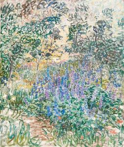Jardin Fleuri Sous Soleil Couchant