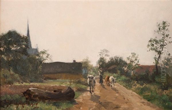 Landscape With Houses, Figure And Cow - view 1