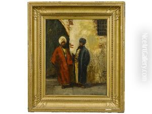 Two Arab Figures By A Doorway by Charles Montlevault