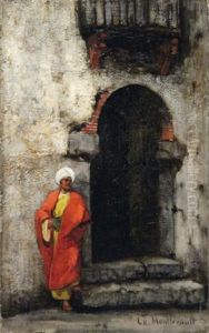 Un Oriental Debout, Appuye Au Montant D'une Porte Un Oriental Debout, Appuye Au Montant D'une Porte