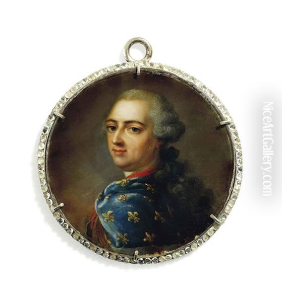 Louis Xv (1710-1774), King Of France, In Gilt-edged Armour, Wearing A Blue Cloak Decorated With Gold Fleur-de-lys - view 1