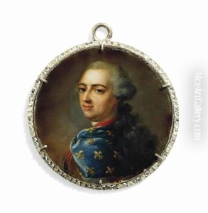 Louis Xv (1710-1774), King Of France, In Gilt-bordered Armour, Wearing A Blue Cloak Decorated With Gold Fleur-de-lys by Armand Vincent de Montpetit