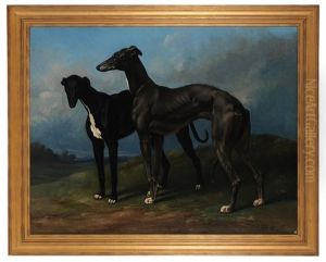 Two Greyhounds by Henri d'Ainecy Montpezat