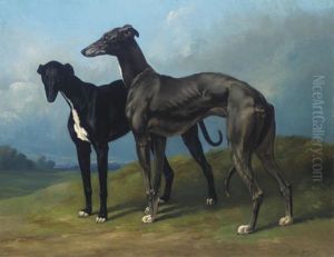 Greyhounds In A Landscape by Henri d'Ainecy Montpezat