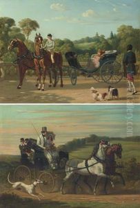 Preparing The Carriage (+ A Ride In The Country; Pair) by Henri d'Ainecy Montpezat
