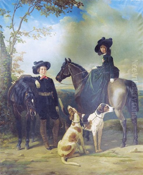 Portrait De Deux Enfants La Ferronay - view 1