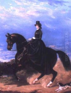 The Elegant Lady Riding A Horse by Henri d'Ainecy Montpezat