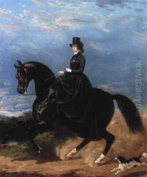 An Elegant Lady Riding A Horse - view 1