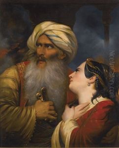 Ali Pasha (1740 - 1822) With His Favourite Mistress Kira Vassilki by Raymond Auguste Quinsac Monvoisin