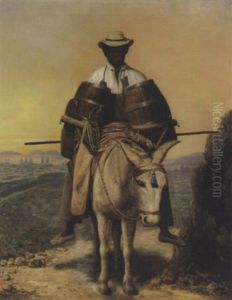 A Watercarrier On A Mule, With A View Of Lima From The Alameda
