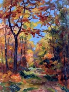 Herbstlicher Waldweg by Friedrich Wilhelm Mook