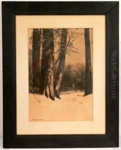The Black Stained Oak Frame Is Original by Albion Harris Bicknell