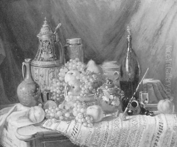 Stilleben Mit Krugen, Flasche Und Fruchten - view 1