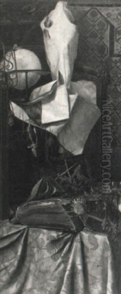 Stilleben Mit Alten Folianten, Pergamentschriftstucken, Silberdistel... - view 1