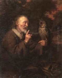 Old Man With Owl Perched On His Left Hand