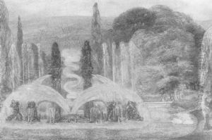 Mystical Beauties In A Park Entering A Boat Near A Fountain