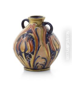 Alhambra Pattern Twin Handled Vase by William Moorcroft