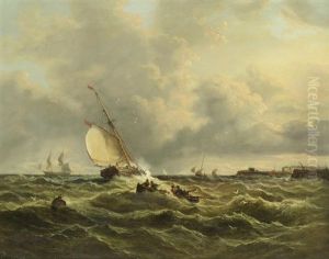 Shipping In Rough Seas by John Moore Of Ipswich