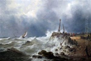 Fishing Boats Off The Coast by John Moore Of Ipswich