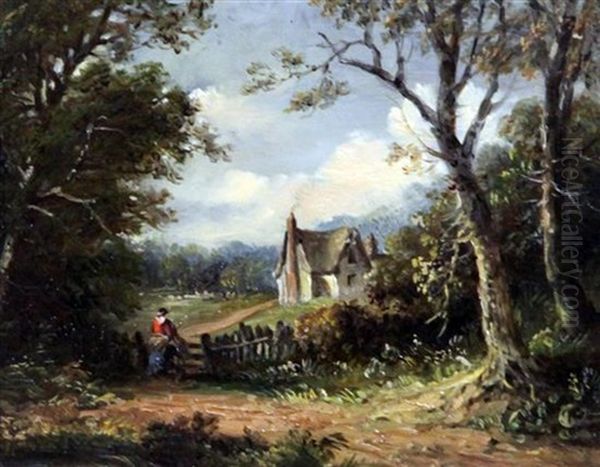 Country Scene With Figure Beside A Stile - view 1