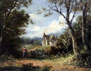 Country Scene With Figure Beside A Stile