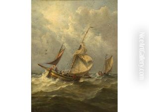 Shipping In Rough Seas by John Moore Of Ipswich