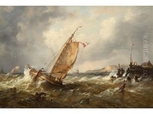 Shipping In Rough Seas by John Moore Of Ipswich