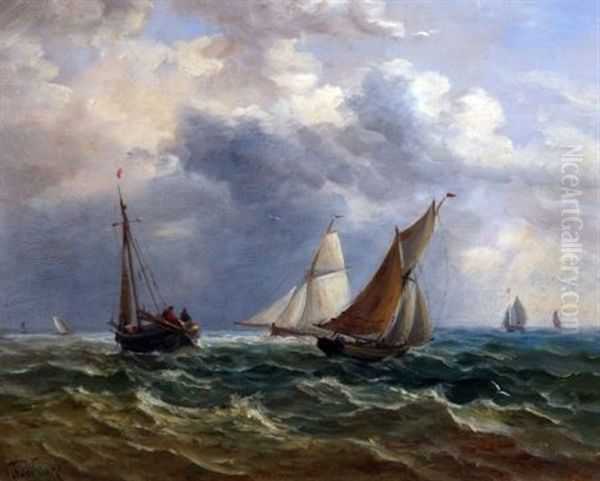 Fishing Boats At Sea - view 1