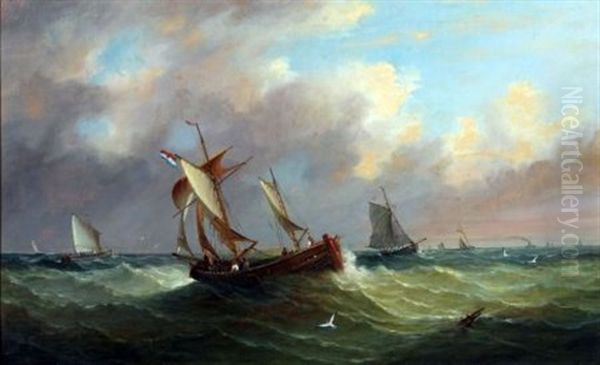 Fishing Vessels Off A Coast - view 1