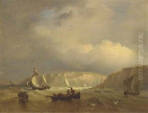 Shipping Off Dover (+ Shipping Off Dover Castle; 2 Works) by John Moore Of Ipswich