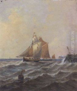 Fishing Schooners Coming Out Of Port, (newhaven?) by John Moore Of Ipswich