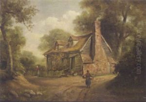 Cottage Scene by John Moore Of Ipswich