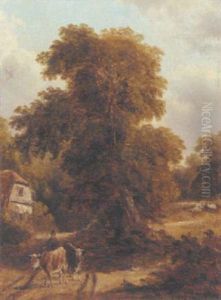 A Cattle Drover By A Cottage