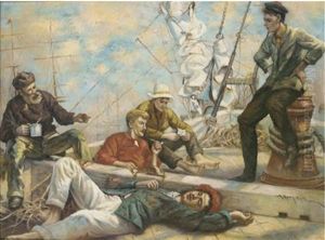A Ship's Crew Relaxing On The Foredeck In The Sun