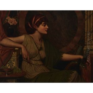 Pre-raphaelite Beauty Seated In A Marble Interior by Albert Joseph Moore
