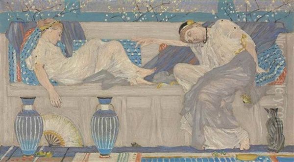 Two Female Figures Reclining On A Sofa - view 1