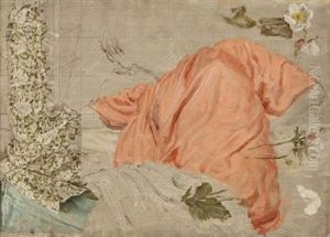 Draperies And Flowers (study) by Albert Joseph Moore