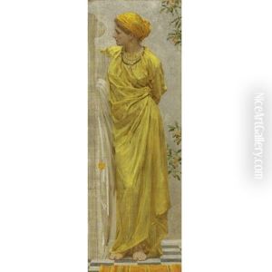 Standing Figure In Yellow And Orange (study For Topaz) by Albert Joseph Moore