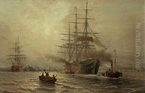 "golden Fleece" Under Tow Down In The Mersey And Heading For The Open Sea by Claude T. Stanfield Moore