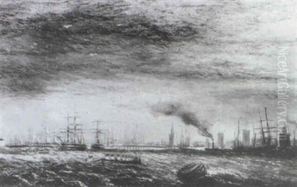 Portsmouth Harbour With H.m.s. Victory Beyond - view 1
