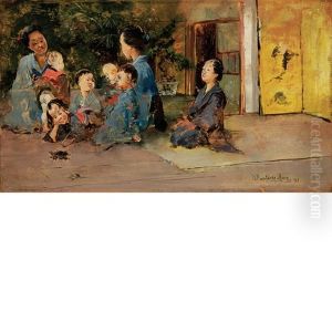 Japanese Children With Tortoise