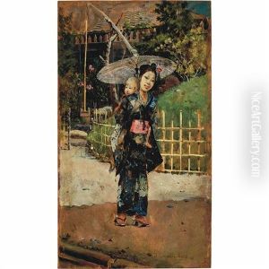 Japanese Girl Promenading by Harry Humphrey Moore